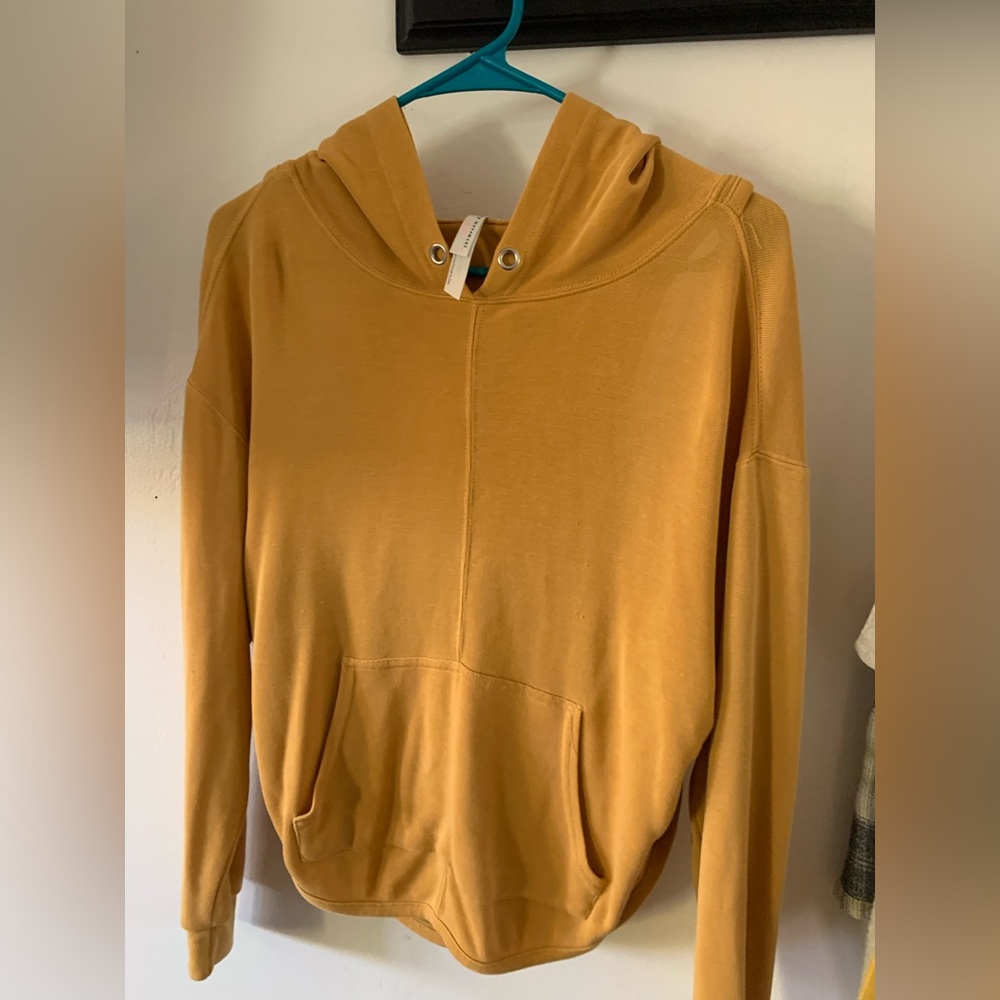 Free people yellow open back sweatshirt